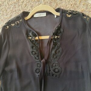 Sandro Black Crochet Accent dress